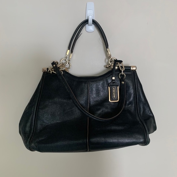 Coach Black Leather Caroline Madison Pinnacle Carrie Satchel - Picture 2 of 3